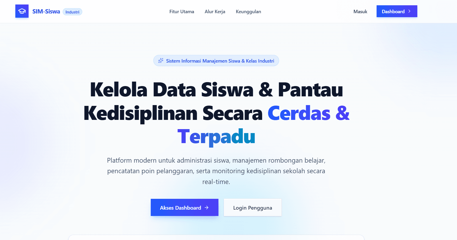 Tangkapan layar proyek Student Management System